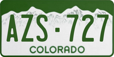 CO license plate AZS727