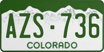 CO license plate AZS736