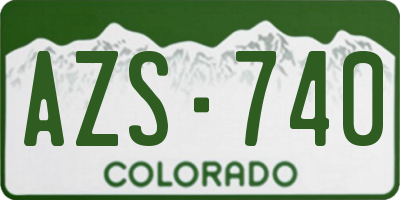 CO license plate AZS740