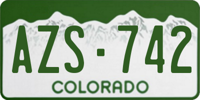 CO license plate AZS742