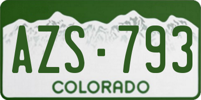 CO license plate AZS793