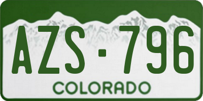 CO license plate AZS796