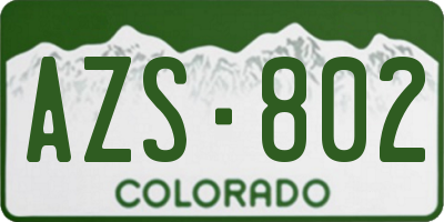 CO license plate AZS802