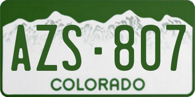 CO license plate AZS807