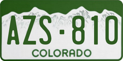 CO license plate AZS810