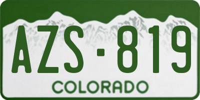 CO license plate AZS819