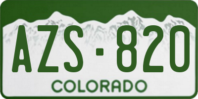 CO license plate AZS820