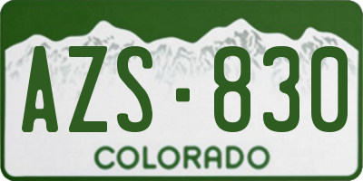 CO license plate AZS830