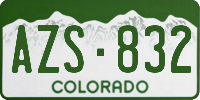 CO license plate AZS832