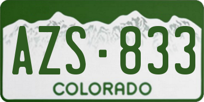 CO license plate AZS833