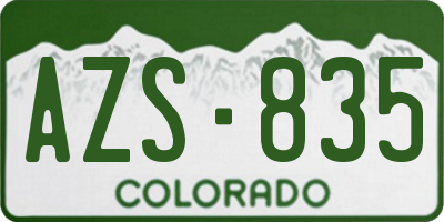 CO license plate AZS835