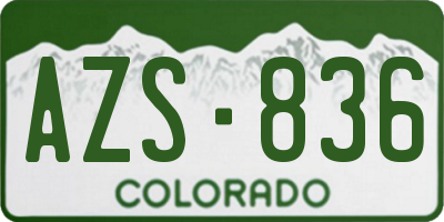 CO license plate AZS836