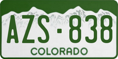 CO license plate AZS838