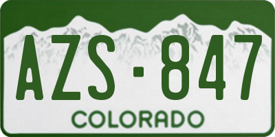 CO license plate AZS847