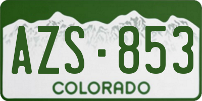 CO license plate AZS853