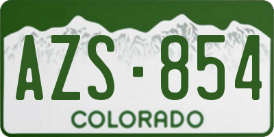 CO license plate AZS854
