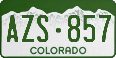 CO license plate AZS857