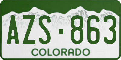 CO license plate AZS863