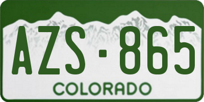 CO license plate AZS865