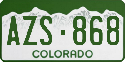 CO license plate AZS868