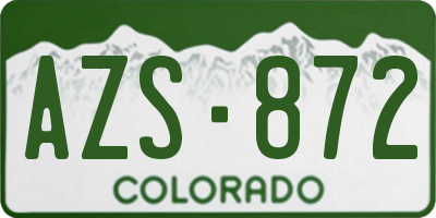 CO license plate AZS872