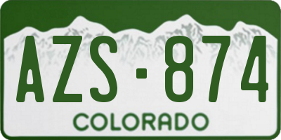 CO license plate AZS874