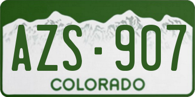 CO license plate AZS907