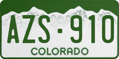 CO license plate AZS910