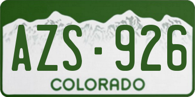 CO license plate AZS926