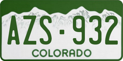 CO license plate AZS932
