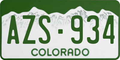 CO license plate AZS934