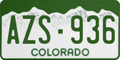 CO license plate AZS936