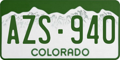 CO license plate AZS940