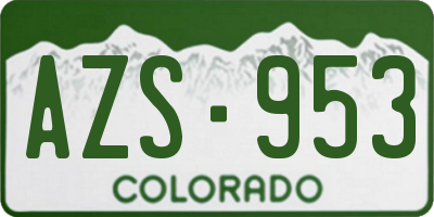 CO license plate AZS953