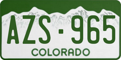 CO license plate AZS965