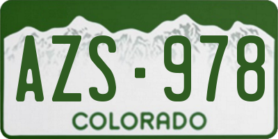 CO license plate AZS978