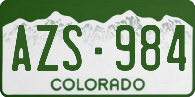 CO license plate AZS984