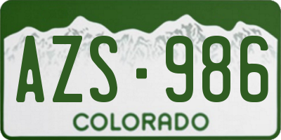 CO license plate AZS986