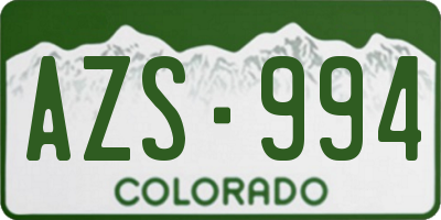 CO license plate AZS994