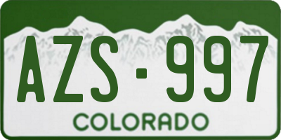 CO license plate AZS997