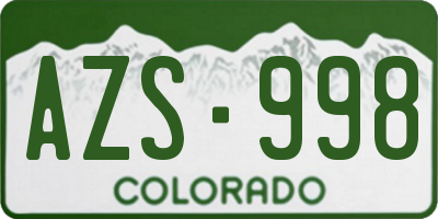 CO license plate AZS998