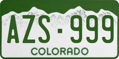 CO license plate AZS999