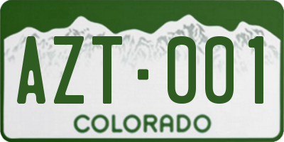 CO license plate AZT001