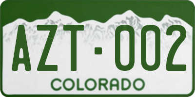 CO license plate AZT002