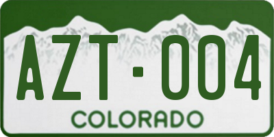 CO license plate AZT004