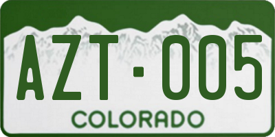 CO license plate AZT005