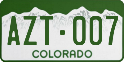 CO license plate AZT007