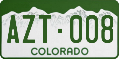 CO license plate AZT008