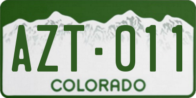 CO license plate AZT011