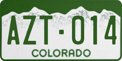 CO license plate AZT014